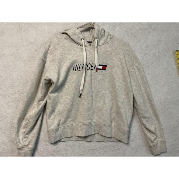 Tommy Hilfiger Tops - Tommy Hilfiger Sport Hoodie Womens Small Gray Hilfiger Logo Cropped Sweatshirt